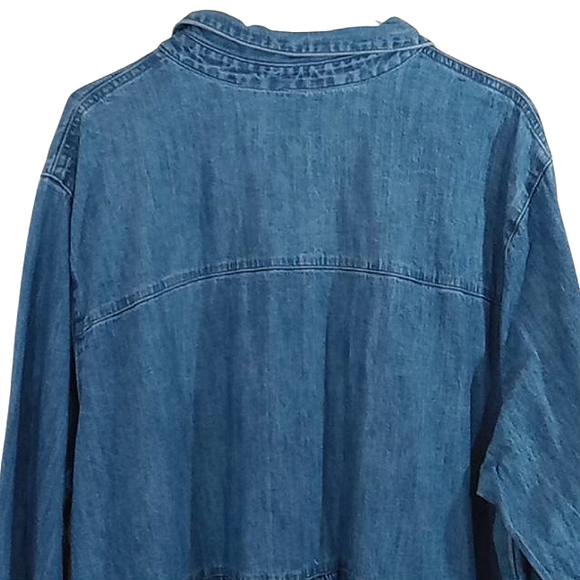 ASOS Curve Denim Dress Blue Button Front Shirdress Long Sleeves - Picture 7 of 9